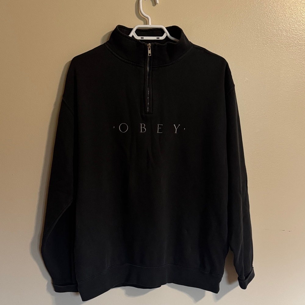 Obey Men's Black QuarterZip Sweater